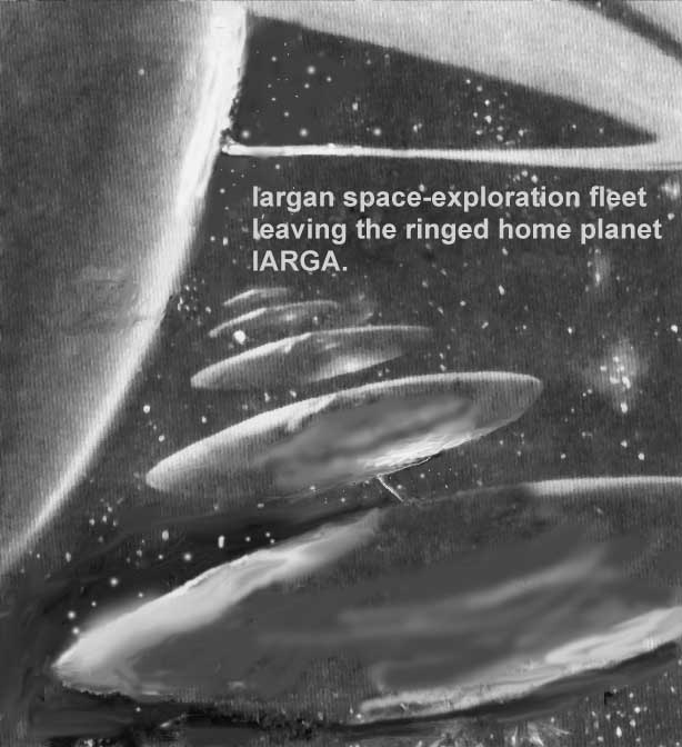 Рисунок, изображающий ярганских исследователей в начале межзвёздного путешествия.